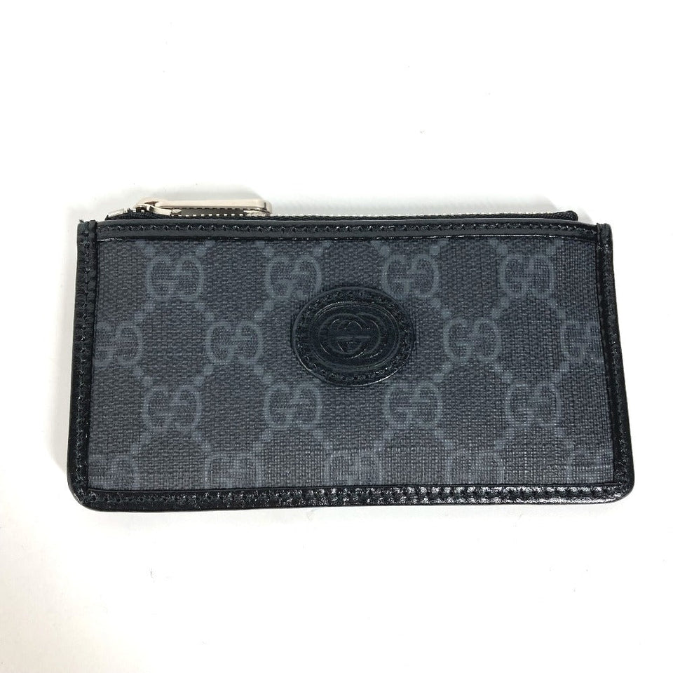 Gucci Coin case 697717 PVC / Leather black GG Supreme Interlocking G Card Case mens