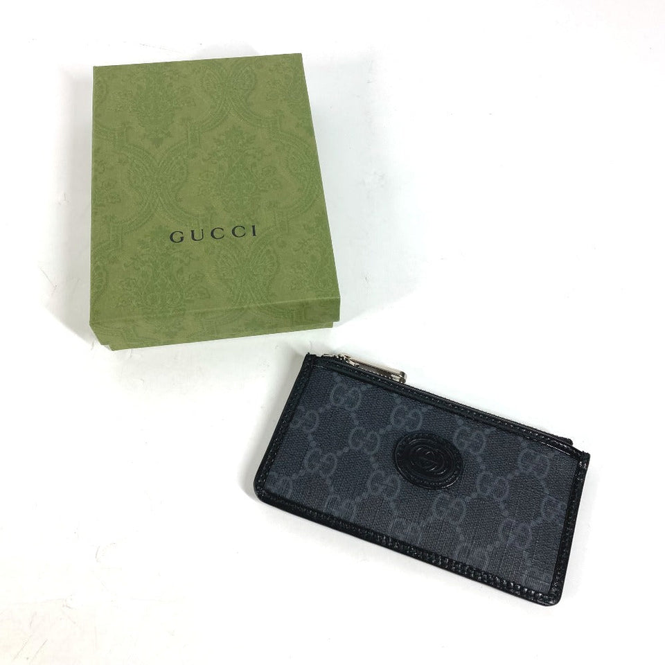 Gucci Coin case 697717 PVC / Leather black GG Supreme Interlocking G Card Case mens