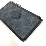 Gucci Coin case 697717 PVC / Leather black GG Supreme Interlocking G Card Case mens