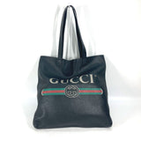 Gucci Tote Bag 572768 leather black Sherry line Logo print unisex(Unisex)