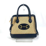 Gucci Handbag 621220 Canvas leather beige x dark navy Horsebit 1955 Small top handle Women
