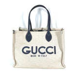 Gucci Tote Bag 772176 Canvas leather Beige typex black Japan limited JAPAN logo print Women