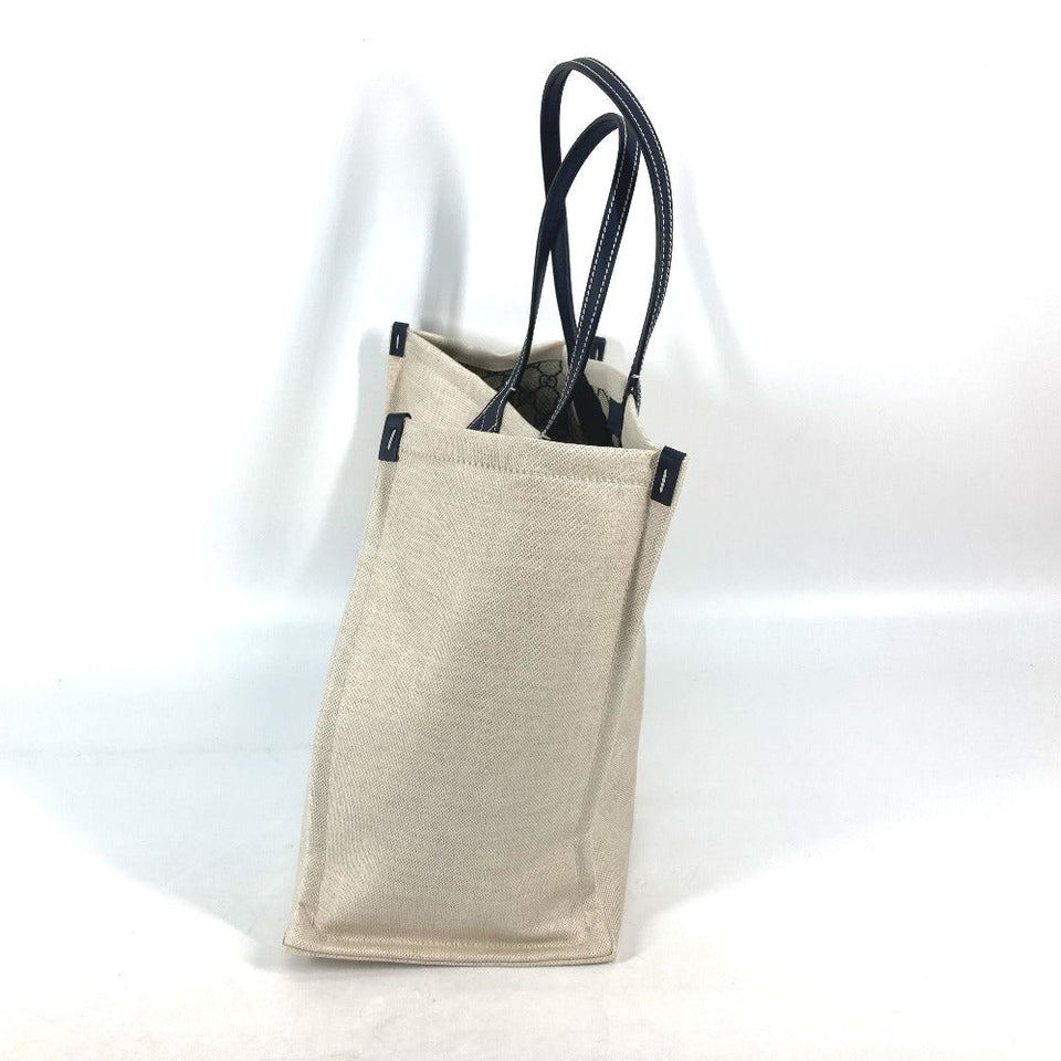 Gucci Tote Bag 772176 Canvas leather Beige typex black Japan limited JAPAN logo print Women