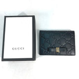 Gucci Card Case 451192 Sima leather black Guccisima GG Ribbon Ribon Women