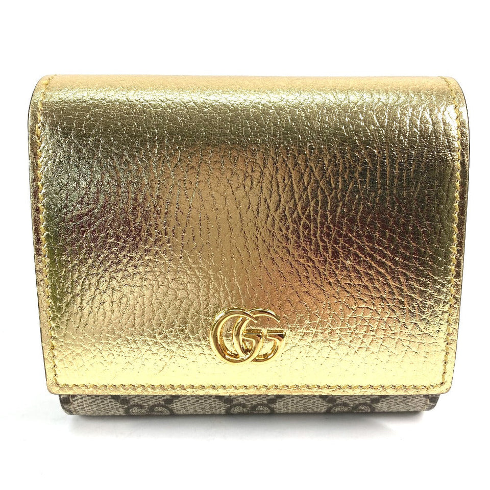 Gucci Folded wallet 598587 leather gold Compact wallet GG Marmont Women