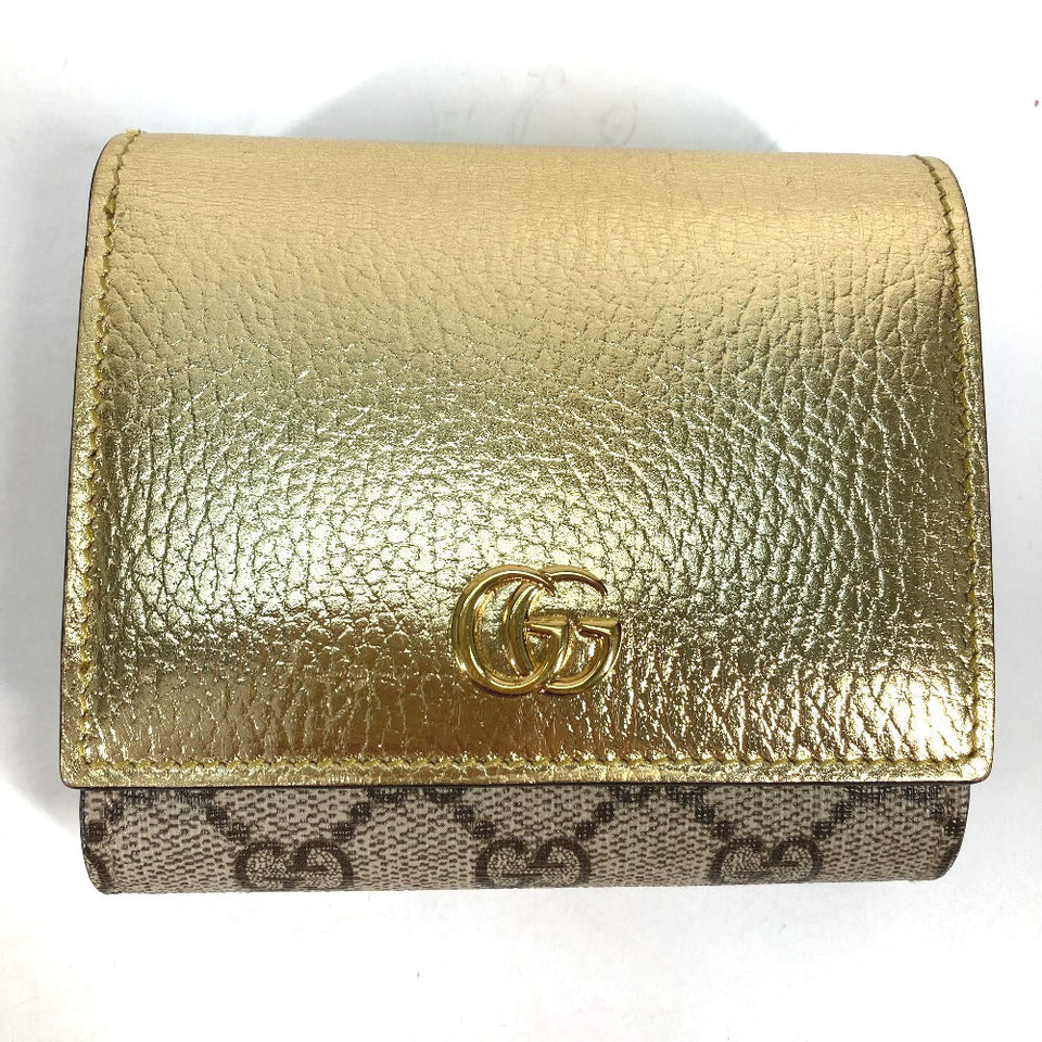 Gucci Folded wallet 598587 leather gold Compact wallet GG Marmont Women