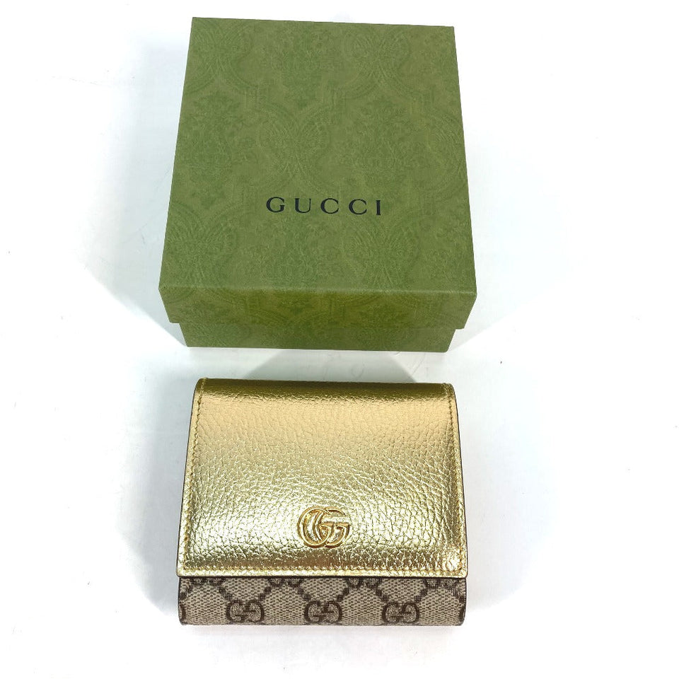 Gucci Folded wallet 598587 leather gold Compact wallet GG Marmont Women