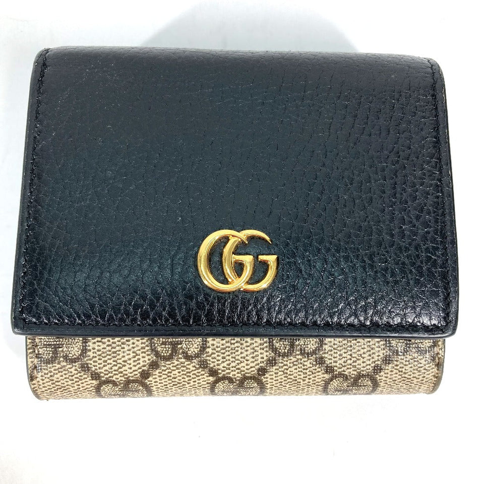 Gucci Folded wallet 598587 Leather PVC beige GG Supreme GG Marmont Women