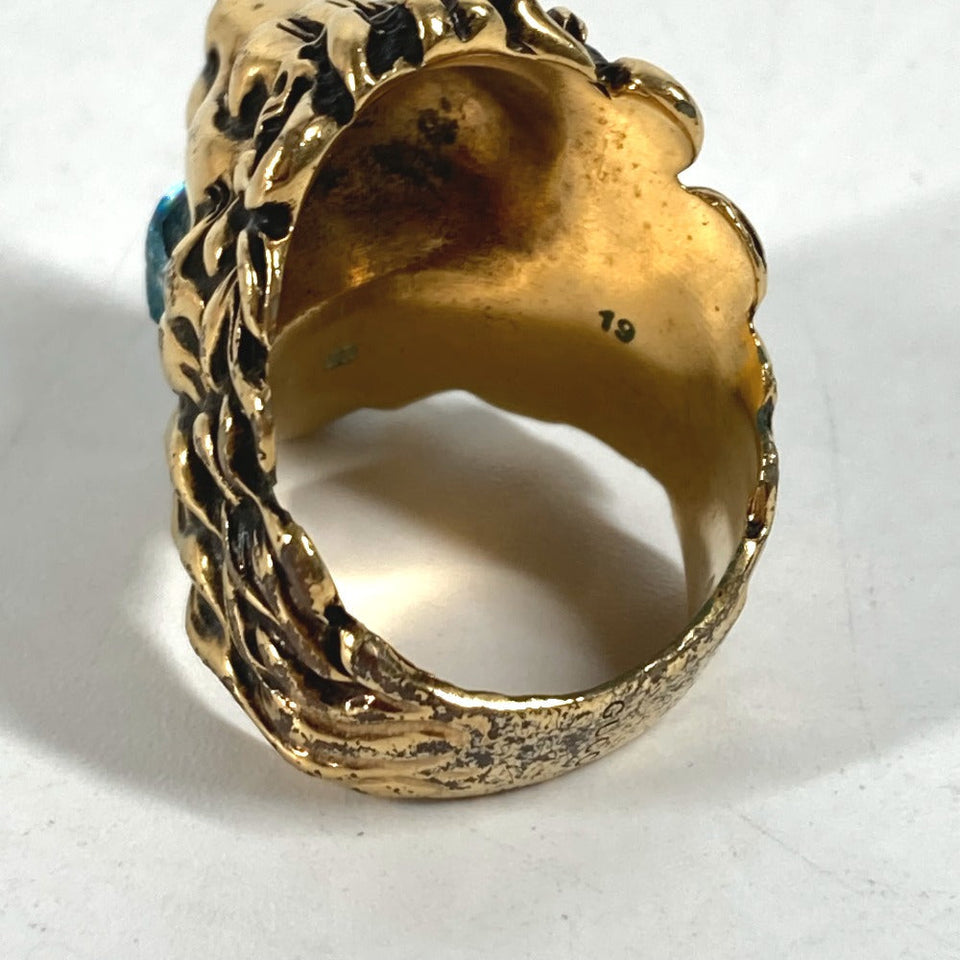 Gucci Ring 402763 metal gold Lion Animal Lion with Stone Women 19