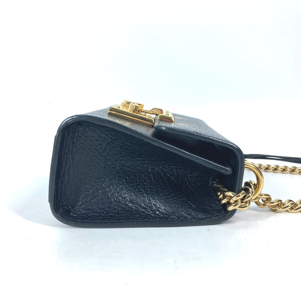 Gucci Shoulder Bag 432182 leather black Crossbody bag pochette PADLOCK BEE Women
