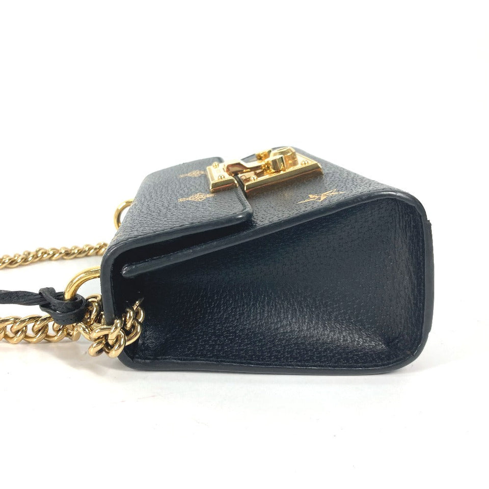 Gucci Shoulder Bag 432182 leather black Crossbody bag pochette PADLOCK BEE Women