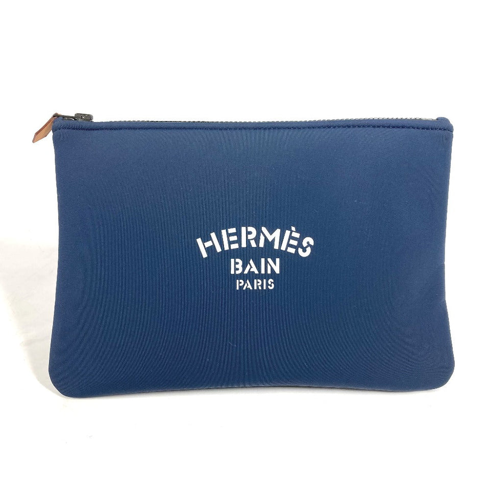 Hermes Pouch polyamide Navy Flat pouch Neoban Pouch MM