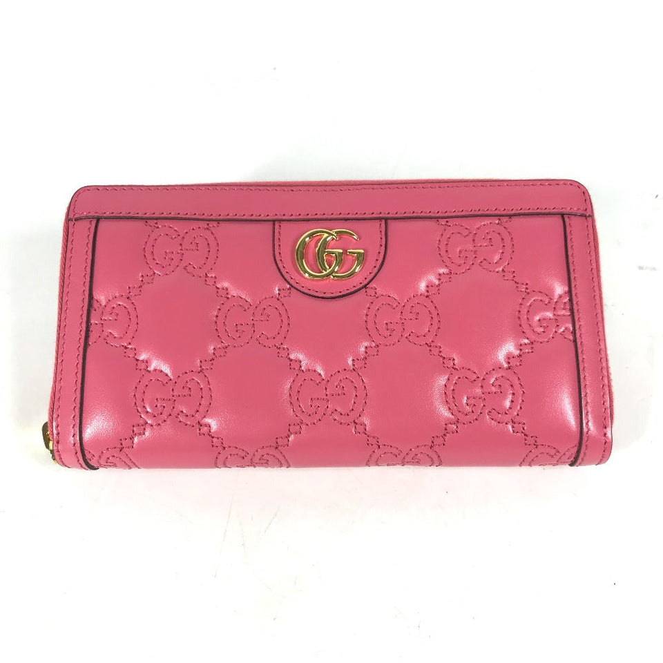 Gucci Long Wallet Purse 723784 leather pink GG Marmont GG Matelasse Zip Around Wallet Women