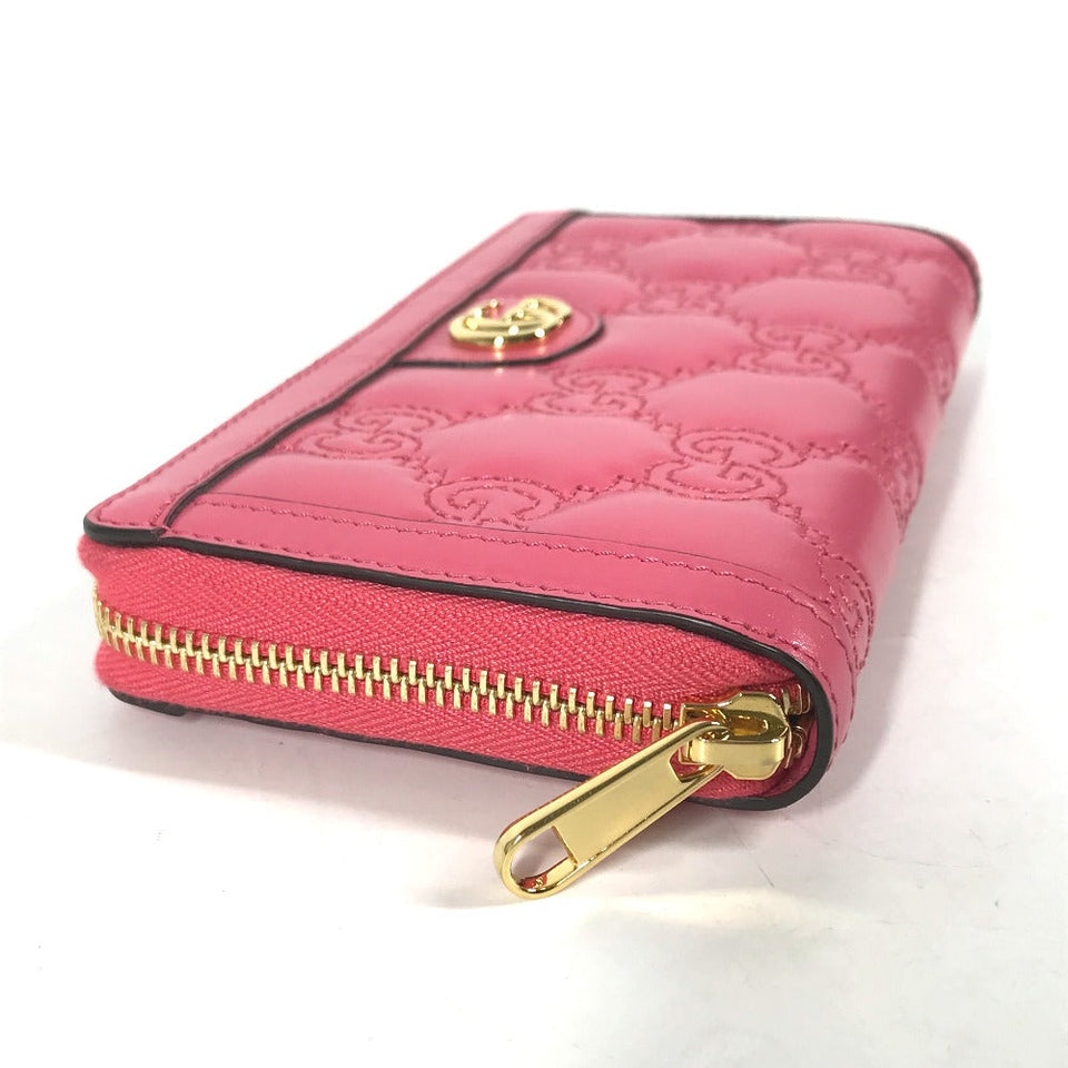 Gucci Long Wallet Purse 723784 leather pink GG Marmont GG Matelasse Zip Around Wallet Women