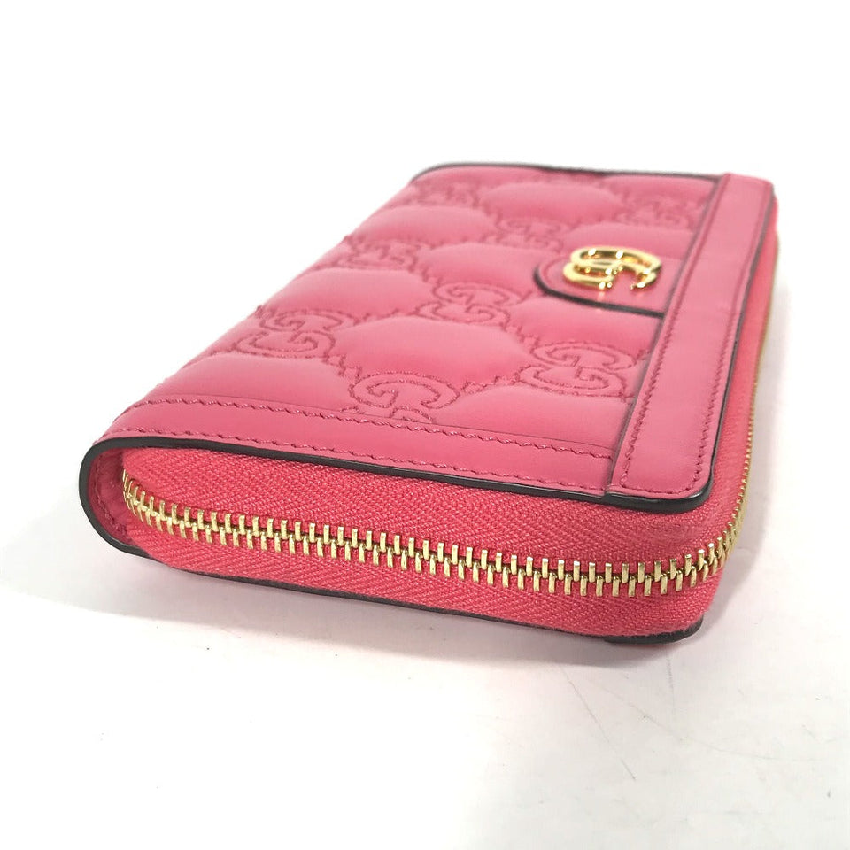 Gucci Long Wallet Purse 723784 leather pink GG Marmont GG Matelasse Zip Around Wallet Women