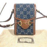 Gucci Shoulder Bag 625615 Denim, Leather Blue x brown GG denim Horsebit 1955 mini bag Women