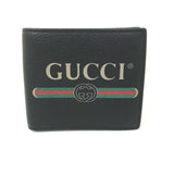 Gucci Folded wallet 496316 leather black Vintage logo print mens