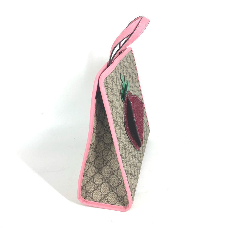 Gucci Handbag 630589 GG Supreme canvas, leather pink Chilled license GG Supreme Strawberry Strawberry Glitter Kids