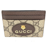 Gucci Card Case 597557 GG Supreme Canvas Brown x yellow GG Supreme Cat Head Cat neo vintage mens