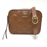 Gucci Shoulder Bag 702234 leather Brown GG Matelasse Double G Small Women