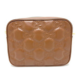 Gucci Shoulder Bag 702234 leather Brown GG Matelasse Double G Small Women