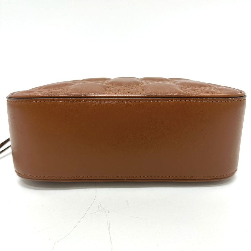 Gucci Shoulder Bag 702234 leather Brown GG Matelasse Double G Small Women