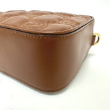 Gucci Shoulder Bag 702234 leather Brown GG Matelasse Double G Small Women