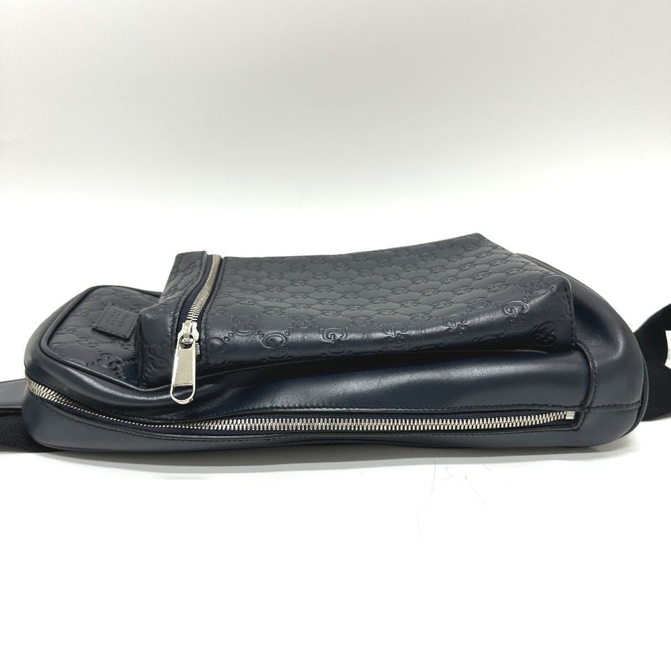 Gucci Shoulder Bag 450970 leather black Guccisima Sling bag mens