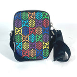 Gucci Shoulder Bag 598103 leather Black x multicolor GG psychedelic Crossbody unisex(Unisex)