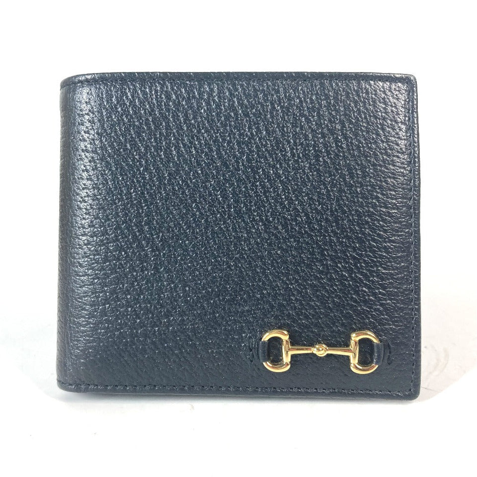 Gucci Folded wallet 700464 leather black Mini wallet Horsebit mens
