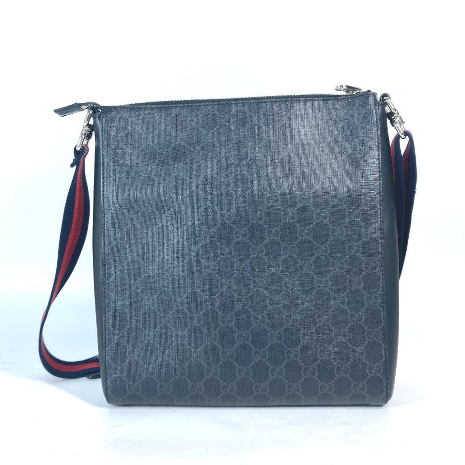 Gucci Shoulder Bag 474137 GG Supreme Canvas Black x multicolor GG Tiger patch Courier mens