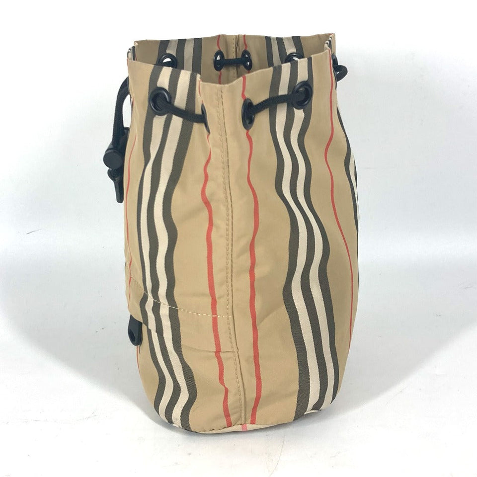 Burberry Pouch Nylon beige logo check drawstring bag Women(Unisex)