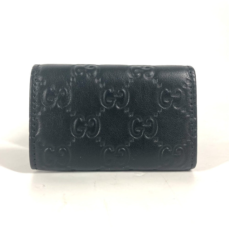 Gucci Key case Key holder  181680 Sima leather black Guccisima GG 6-key set unisex(Unisex)