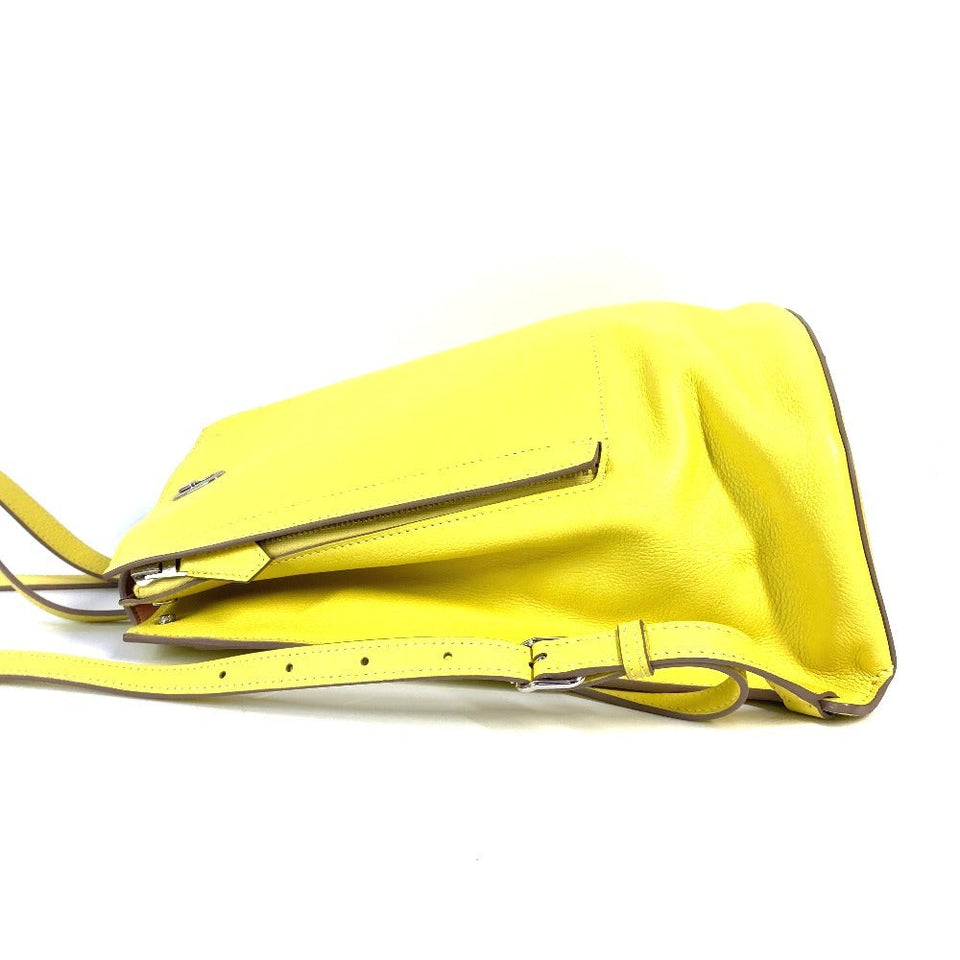 Hermes Backpack leather yellow Sac A Dos unisex(Unisex)
