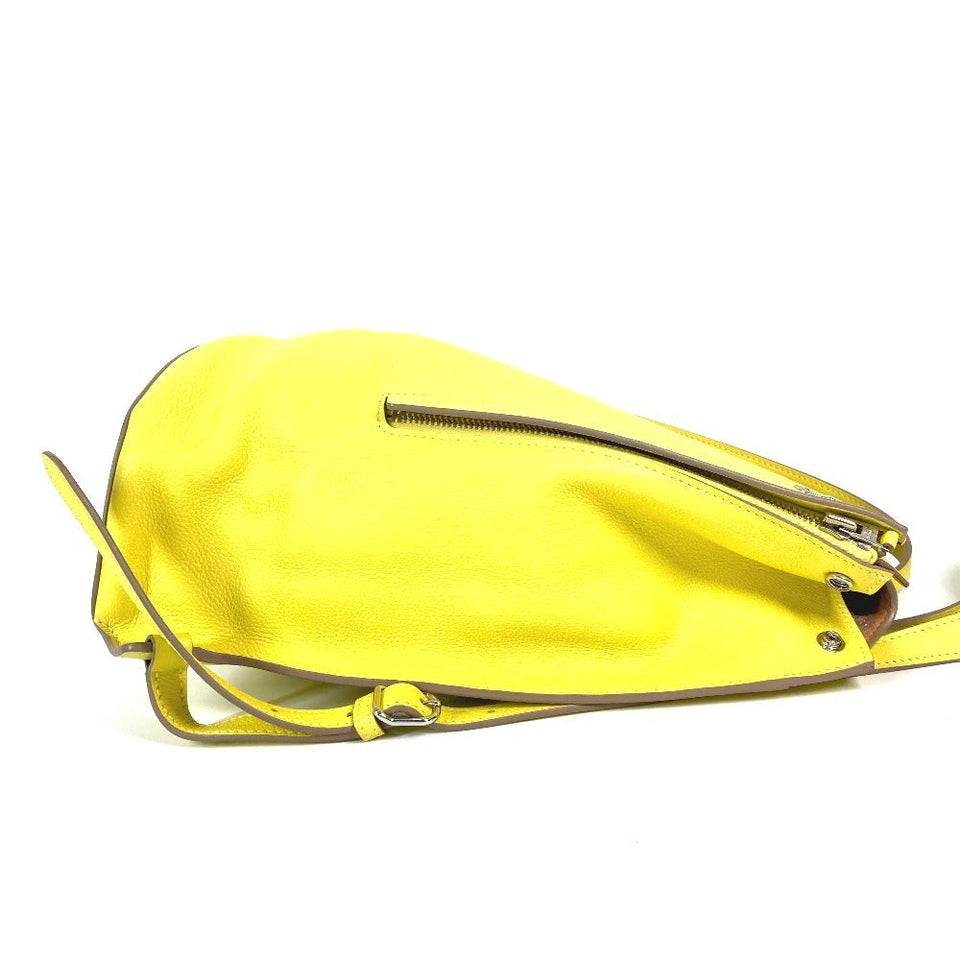 Hermes Backpack leather yellow Sac A Dos unisex(Unisex)