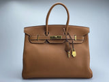Hermes Birkin 35 in gold Togo leather
