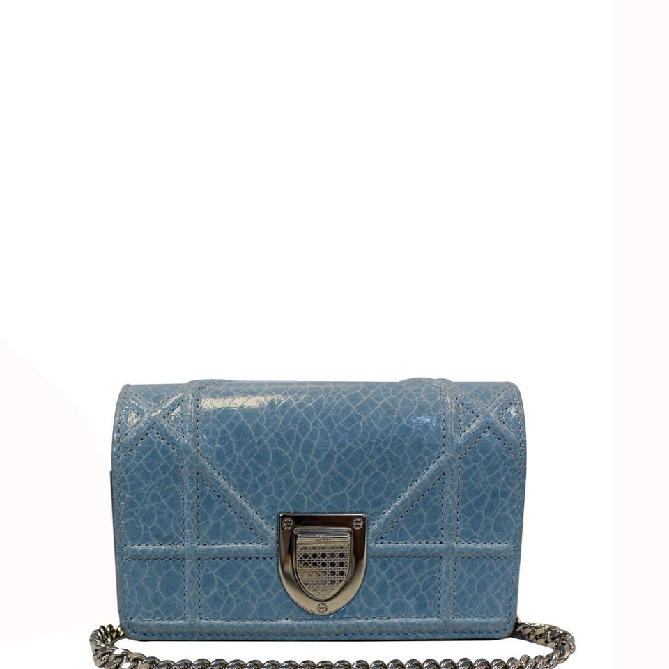 Christian Dior Aqua Blue Leather Mini Diorama Crossbody Bag