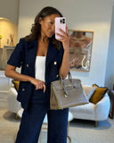 Hermes HSS Birkin 30 Retourne Bag in Etoupe & Vert Anis Chèvre Mysore with Brushed Palladium Hardware
