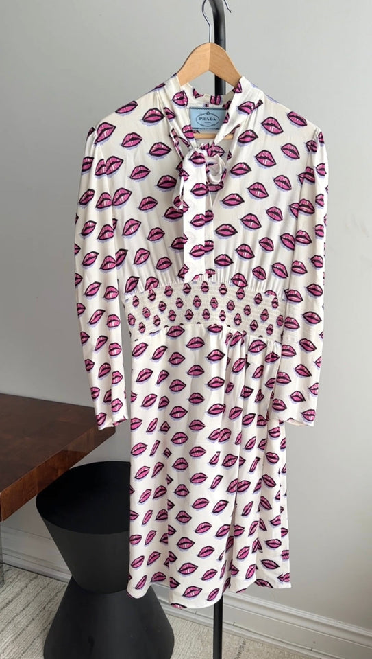 Prada Pink and White Lips Shirt Dress - 42 / 6