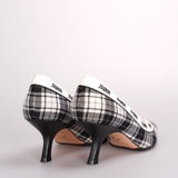 Dior Canvas Ribbon Tartan Print Embroidered J'ADior Pumps