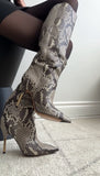 Louis Vuitton Limited Edition Tall Python Gold Heel Boots - 7 / 7.5