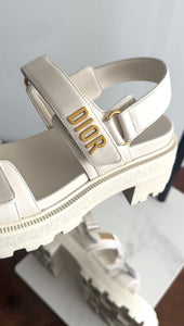 Christian Dior Ivory Leather Dioract Platform Sandals - 39