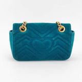 Gucci Marmont Mini Flap Blue Velvet Handbag