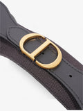 Christian Dior CD Belt Black / Gold Cotton 80cm