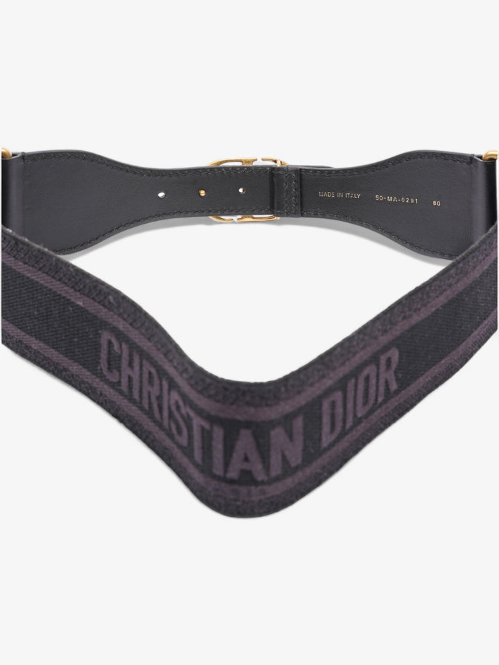 Christian Dior CD Belt Black / Gold Cotton 80cm