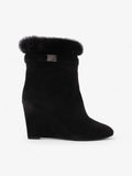 Christian Dior Fur Trim Ankle Boots 80mm Black Suede EU 37 UK 4