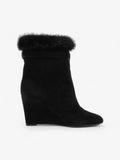 Christian Dior Fur Trim Ankle Boots 80mm Black Suede EU 37 UK 4