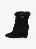Christian Dior Fur Trim Ankle Boots 80mm Black Suede EU 37 UK 4