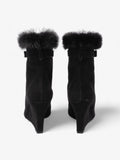 Christian Dior Fur Trim Ankle Boots 80mm Black Suede EU 37 UK 4