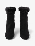 Christian Dior Fur Trim Ankle Boots 80mm Black Suede EU 37 UK 4